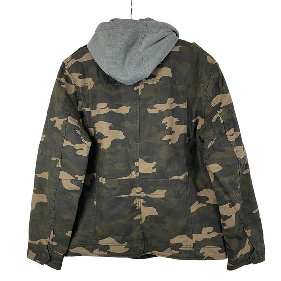 Levi’s Mens Camo Military Hooded Trucker Jacket Size M Green Streetwear Gorpcore - Picture 2 of 11